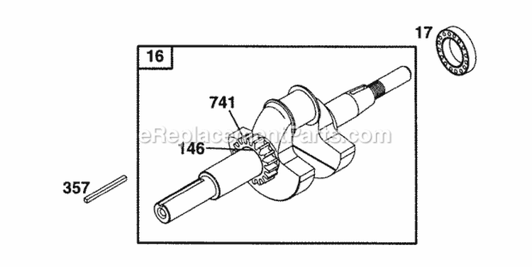 Crankshaft Diagram and Parts List for 254422-0535-01  Briggs and Stratton Engine